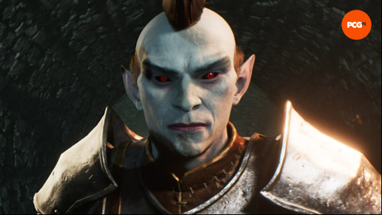 Oblivion Remastered race best: a dark elf with blue-ish skin and red eyes