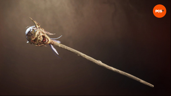 Best Oblivion Remastered weapons: a staff with a Goblin skull attached