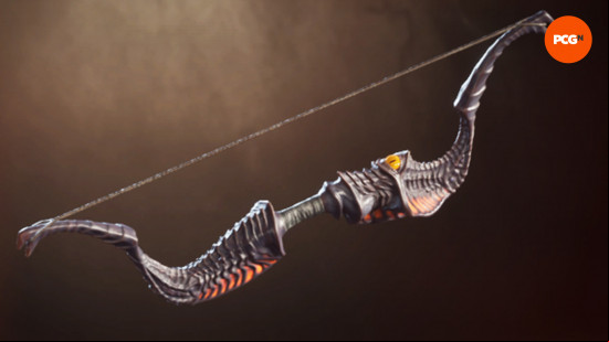 Best Oblivion Remastered weapons: a black bow with an eye near the handle