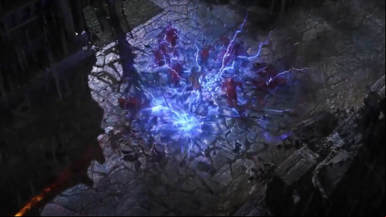 Best Path of Exile 2 classes: The Huntress uses her lightning spear to defeat a huge horde of enemies.
