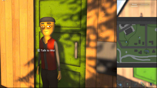 A man in glasses in front of a green door in Schedule 1.