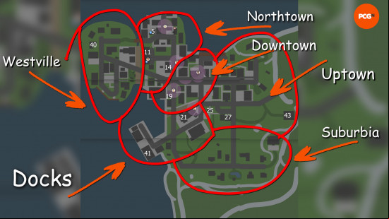 A map showing the house locations in Schedule 1.