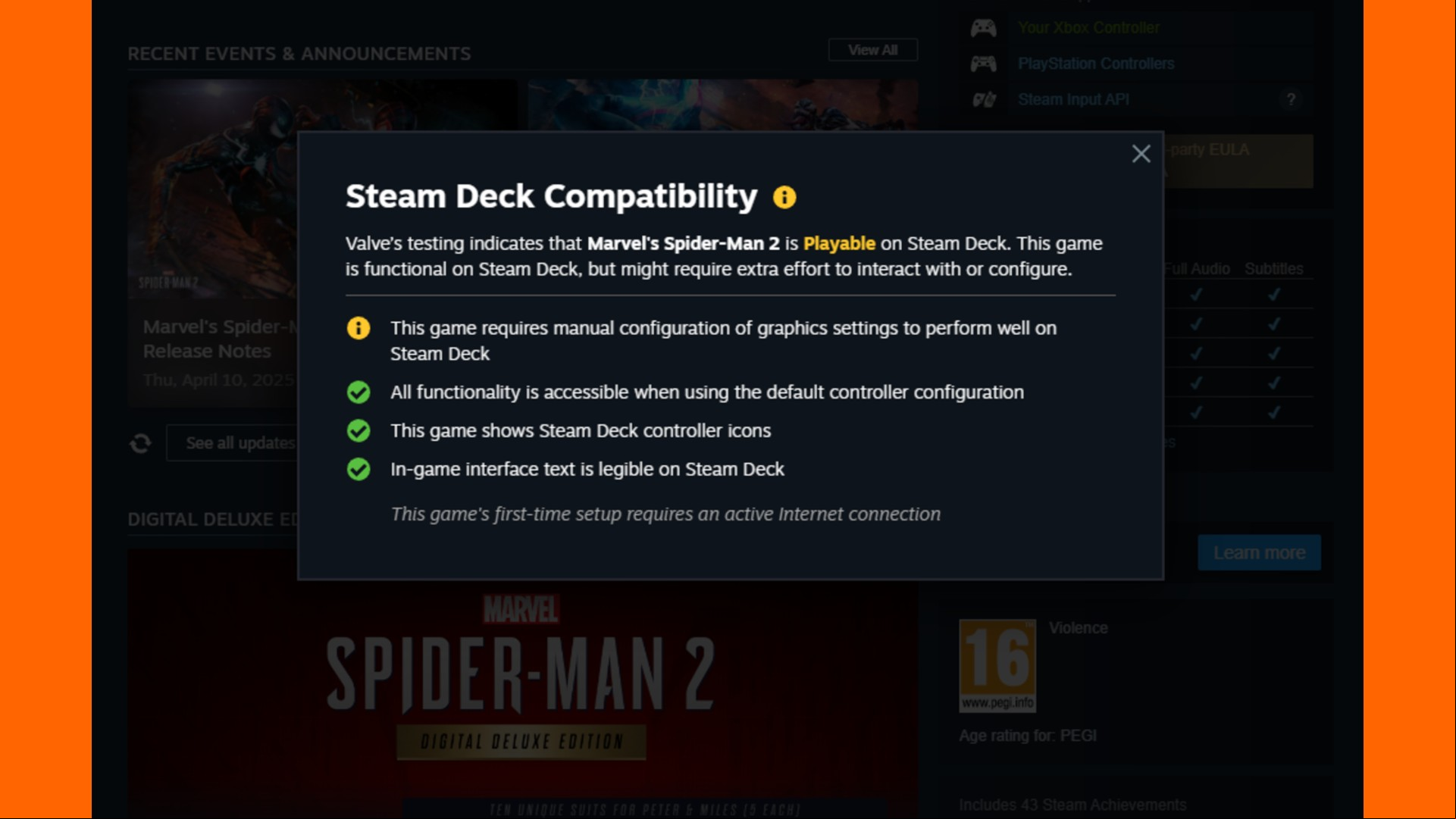Spider-Man 2 Steam Deck rating demoted to playable due to graphical settings
