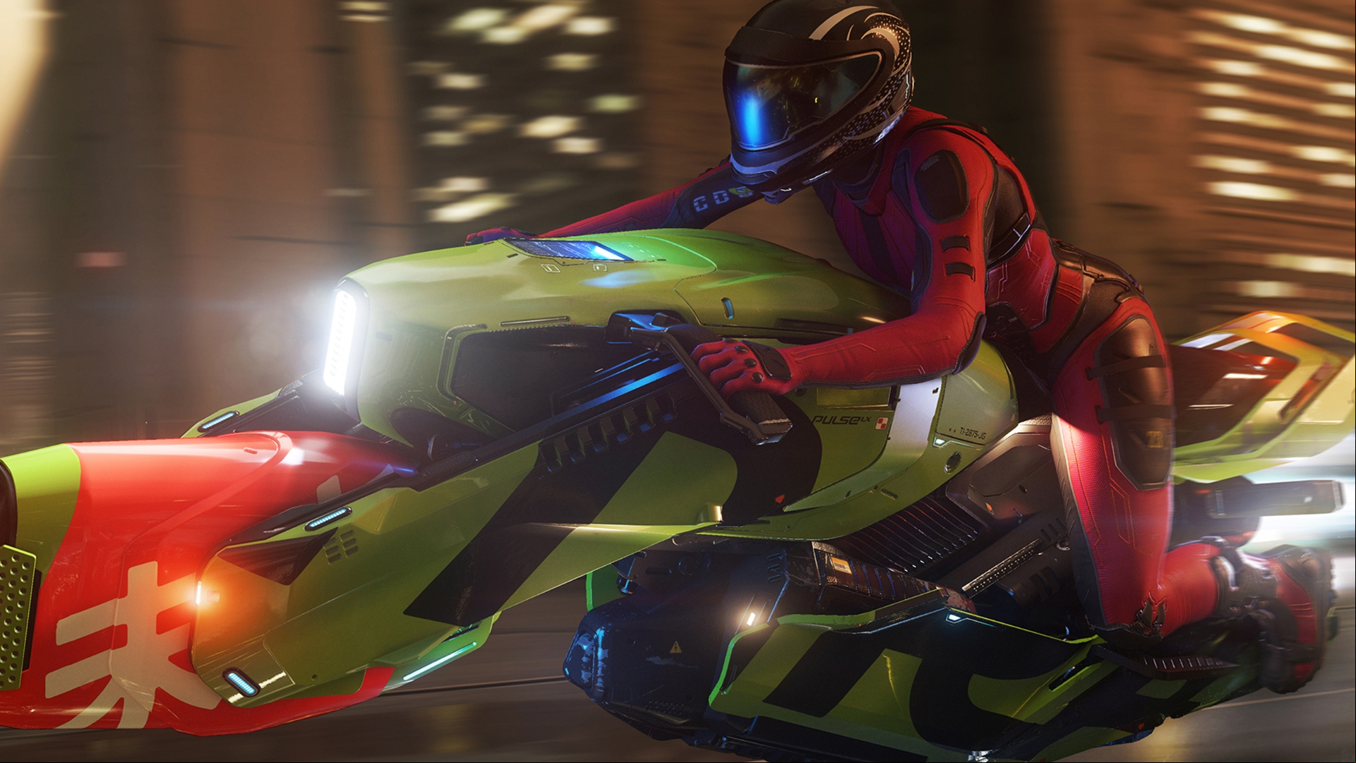 Star Citizen flight blades: A person riding a bike in space game Star Citizen