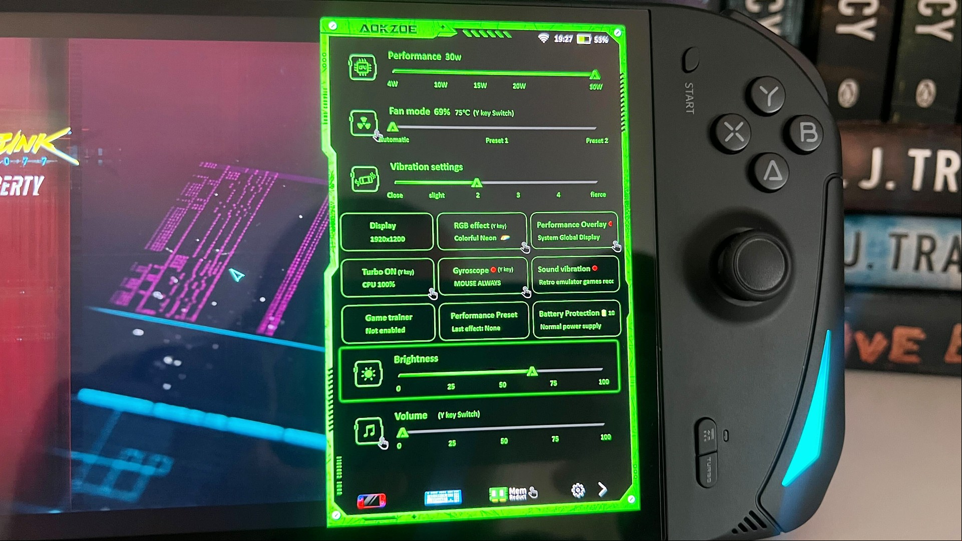 AOKZOE A1X Quick Menu