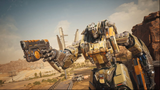Best free Steam games: Steel Hunters. Image shows a robot holding a gun in a desert.