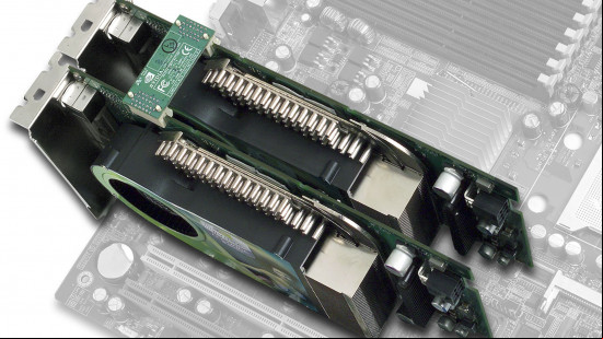 Best PC gaming hardware ever: Nvidia GeForce 6800 Ultra graphics cards in nForce4 SLI motherboard.