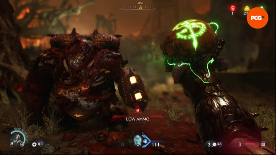 Doom The Dark Ages review: a demon begs for mercy as the Slayer holds its core