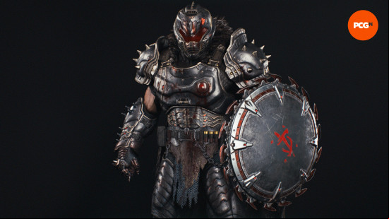 Doom The Dark Ages skins: the armored Slayer holding a shield