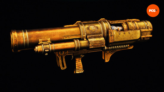 Doom The Dark Ages skins: a golden rocket launcher