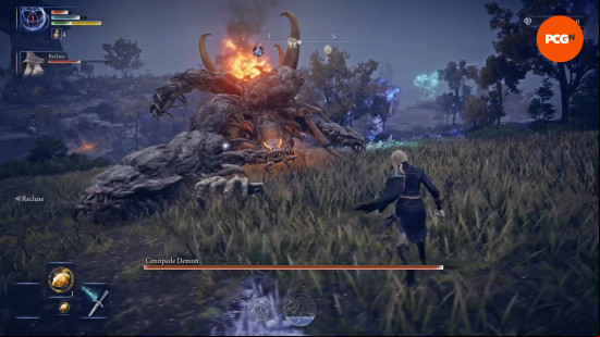Nightreign bosses: The Duchess flanks the Centipede Demon, a Night boss.