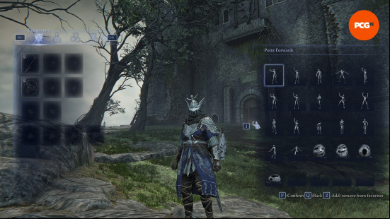 The Elden Ring Nightreign gestures menu, which includes a full list of all emotes you can use.
