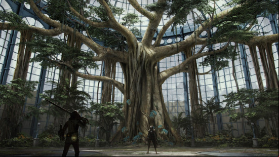A battle in a giant greenhouse in Lies of P Overture.