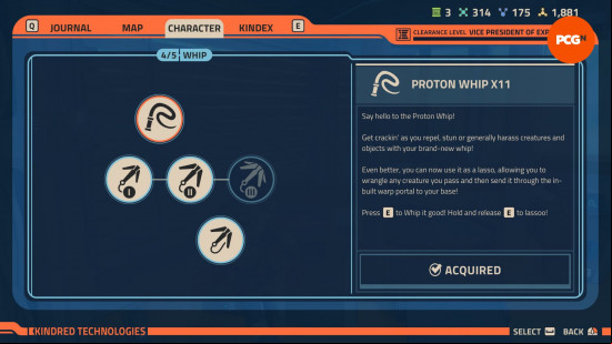 Revenge of the Savage Planet upgrades: a list of potential whip upgrades.