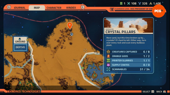 All Revenge of the Savage Planet Javeline locations: a map showing the location of a crashed ship.