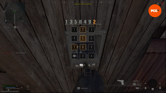 Warzone secret room codes and locations: a person enters an eight-digit code on an electronic keypad.